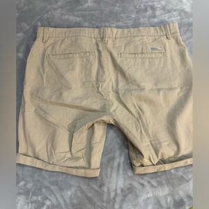 Linen Blend Flat Front Shorts in Light Tan by Blend, Size 38, 10” inseam